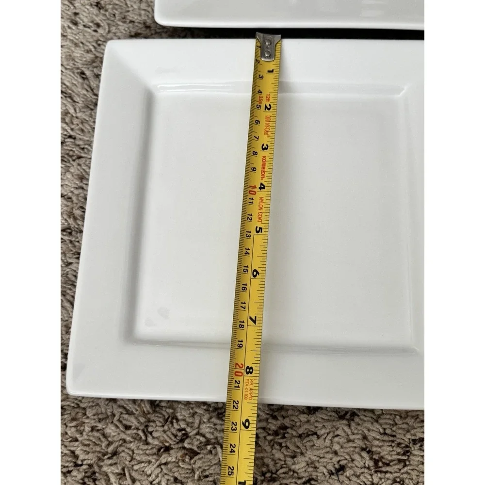 Canopy‎ Square White Dinner Salad Plate Cereal Soup Bowl HEAVY 3 Piece Set